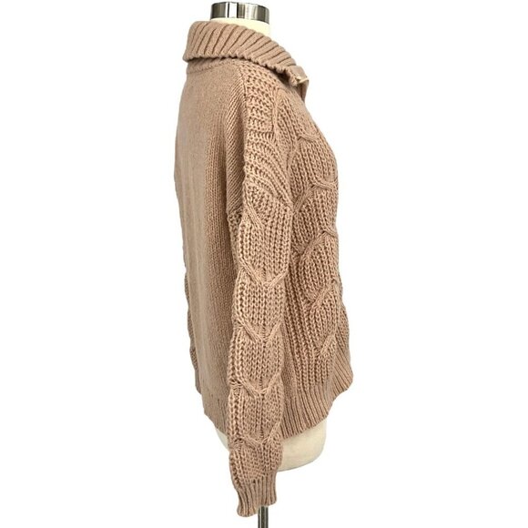 Heartloom Rylen Cardigan Sweater Size L Doe Beige Full Zip Collared Chunky - Picture 5 of 9